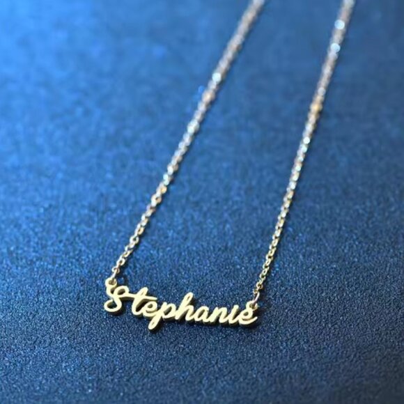 Stephanie Necklace Gold Name Nameplate - Picture 2 of 4